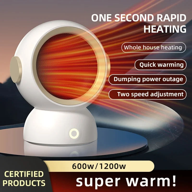 (image for) 1200W Instant Heating Desktop Heater Electric Heater Portable Desktop Fan Heating Heater Mini Radiator Home Office Winter Heater